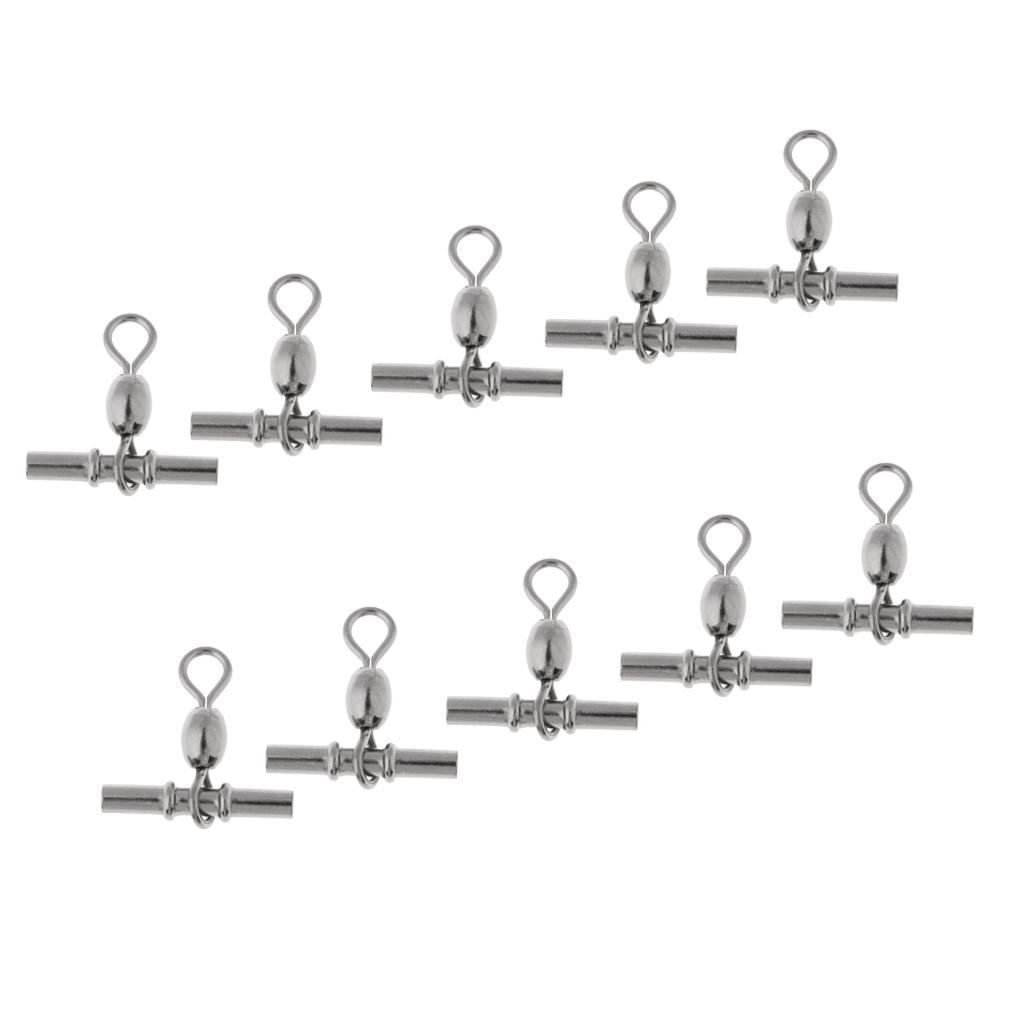10 Pieces Fishing Cross-line Crane Swivel 3 Way T-shape Fishing Swivel Crimp Swivel