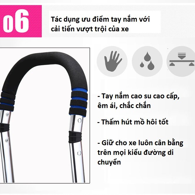 Xe kéo đi chợ 3 bánh leo cầu thang có bánh điều hướng siêu bền cao cấp 801 (tay nắm và bánh màu ngẫu nhiên)