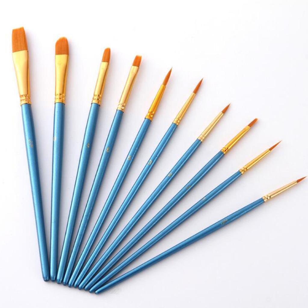 10Pcs Premium Artist Paint Brush Set Professional Brush Watercolor Acrylic Oil Painting DIY Art Tools with 6 Pcs Paint Tray Palette for Kids Adults