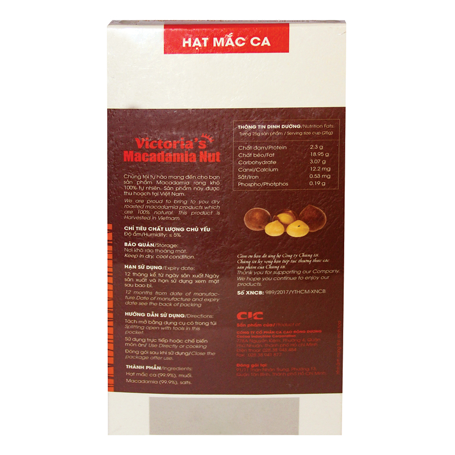 Hạt Mắc Ca Tách Vỏ Vị Muối Victoria's Macadamia Nut