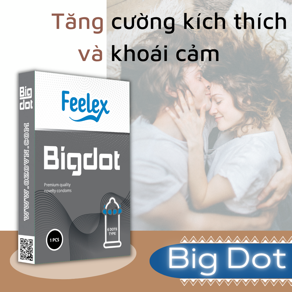 Bao cao su Feelex Bigdot Gân Gai Bi lớn nhiều gel bôi trơn, Hộp 1 bcs