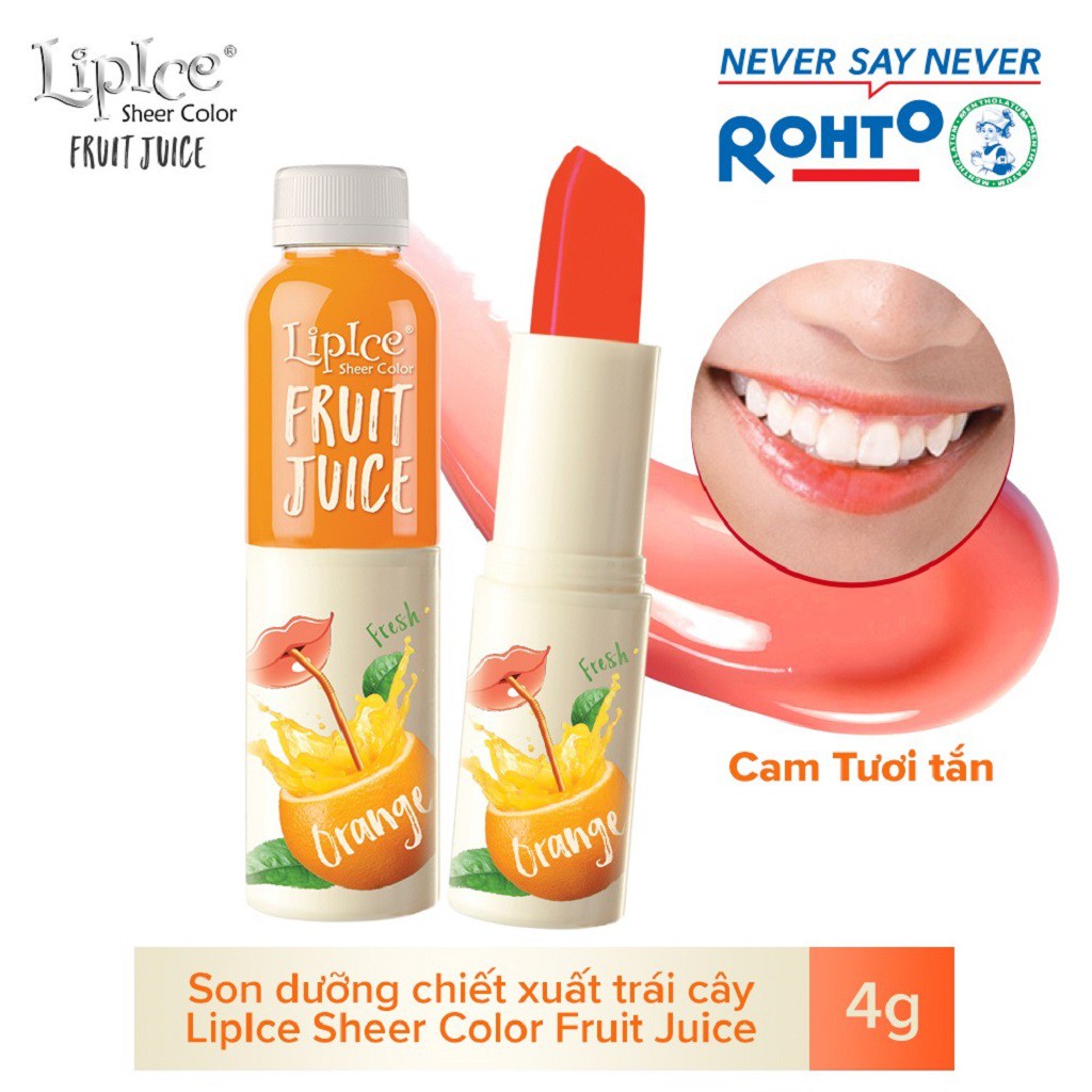 LipIce Son Dưỡng Môi Chiết Xuất Trái Cây Màu Cam Sheer Color Fruit Juice 4g