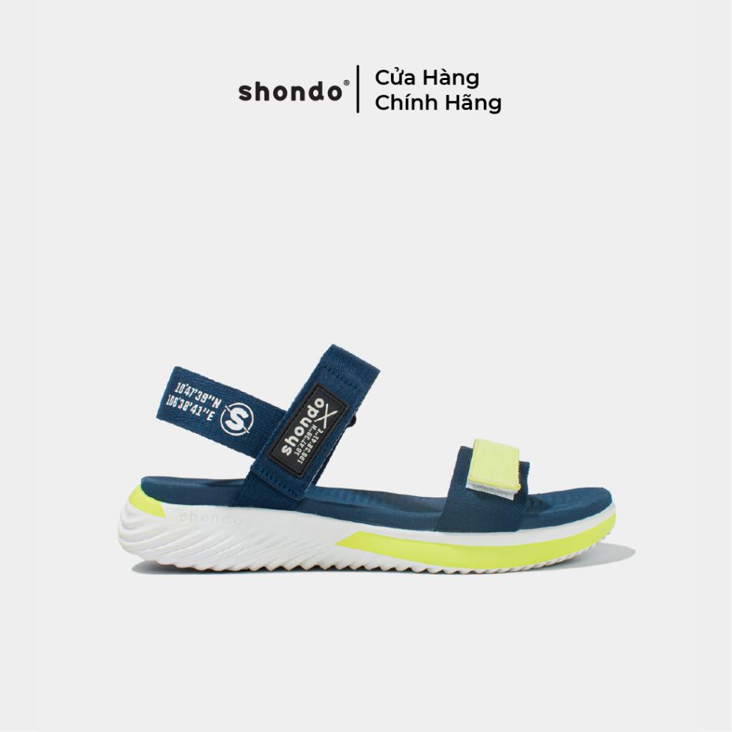 Giày Sandals Nam Nữ Shondo F7 Continew Đế Trắng Phối Quai Xanh Dương F7N0135