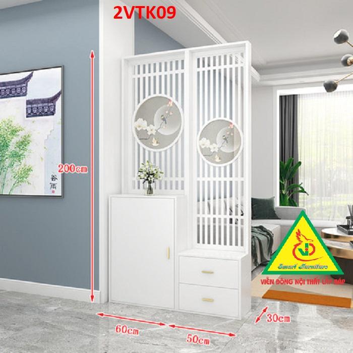 Tủ kệ trang trí kiêm vách ngăn phòng khách , nhà bếp 2VTK09- Nội thất lắp ráp Viendong Adv