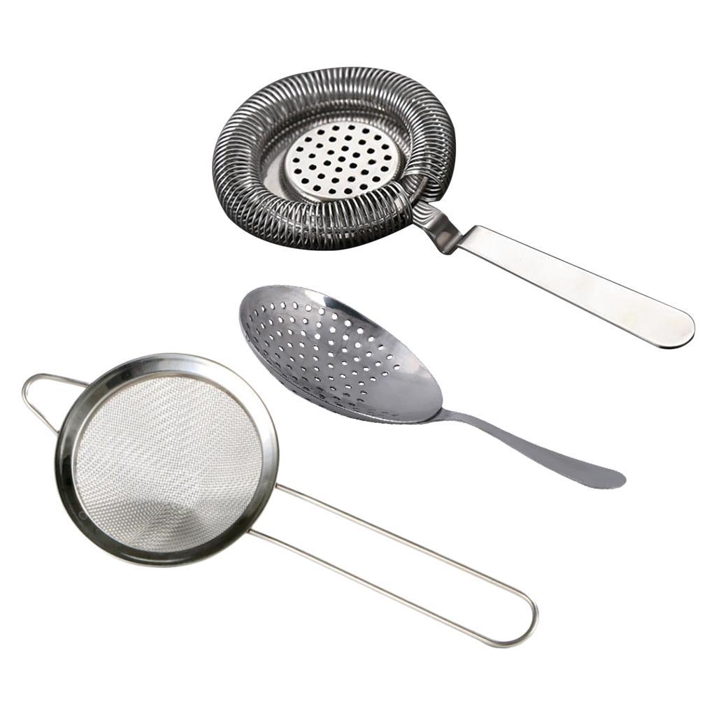 Stainless Steel Wine Hawthorne Julep Strainer Cone Fine Mesh Strainer Set