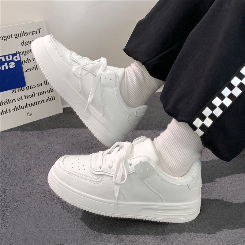 Giày thể thao sneaker nữ ZAVAS đế cao 3cm màu trắng bằng da mang êm chân thời trang cá tính - S424