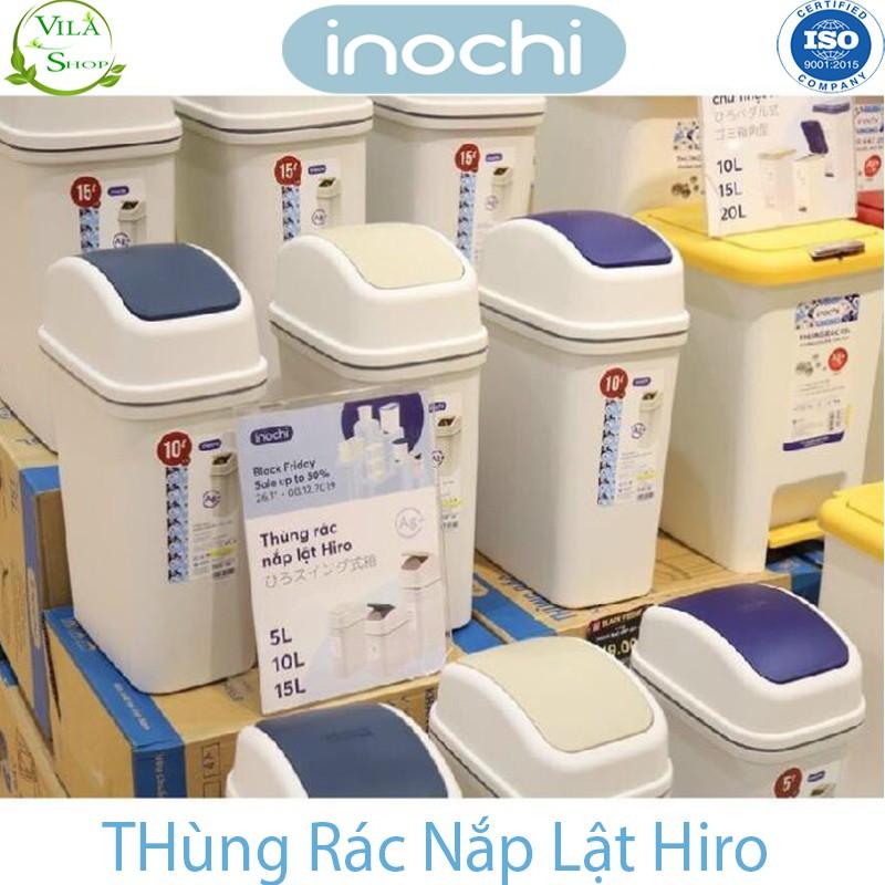 Thùng Rác Nhựa Nắp Lật, Thùng Rác Thông Minh 10L Có Lõi Inochi, Làm Sọt Rác Văn Phòng, Khách Sạn, Đựng Rác Gia Đình