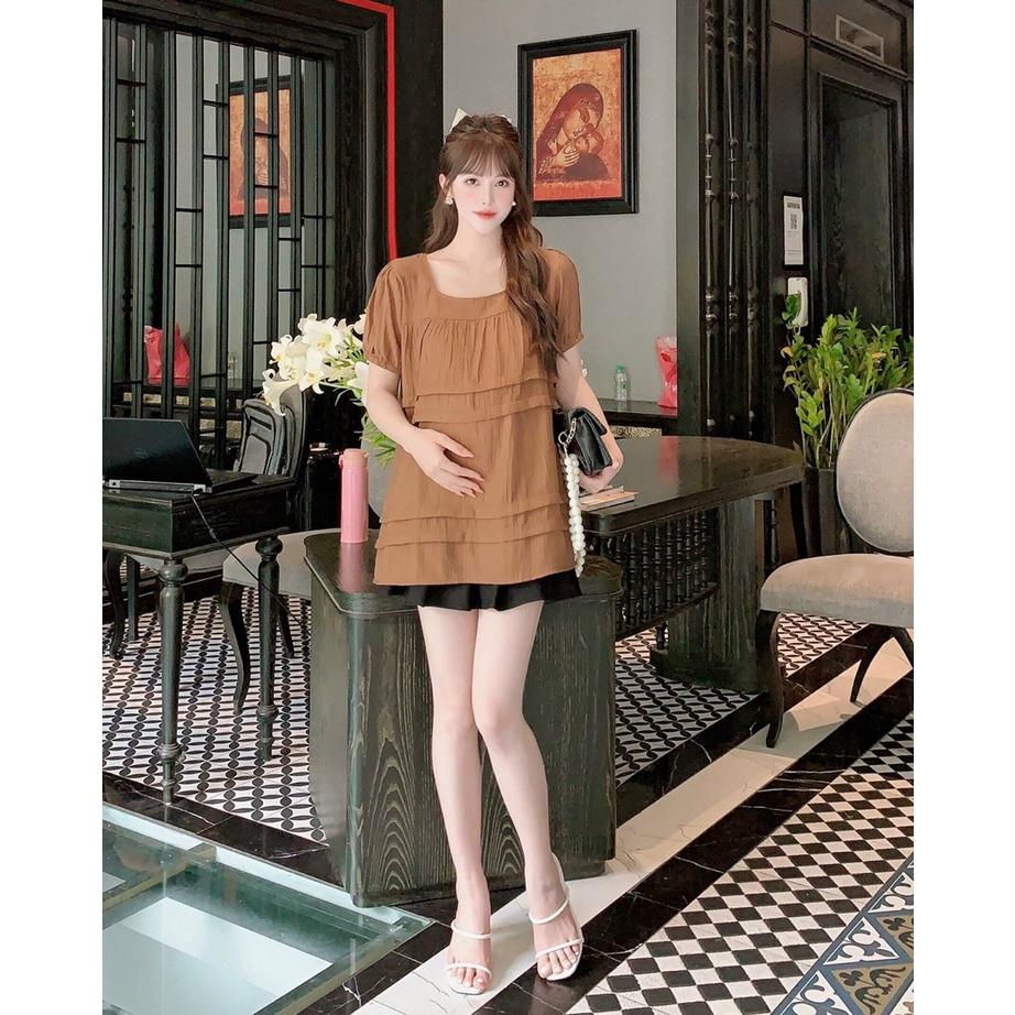 Áo bầu babydoll cổ vuông siêu hot, freesize từ 43-68kg,cao cấp chất đũi siêu mát siêu mềm ko nhăn