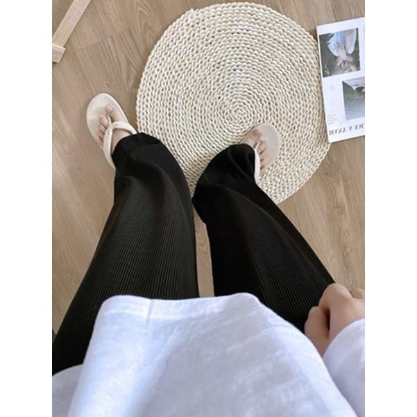 Quần suông dập ly viền cạp chun