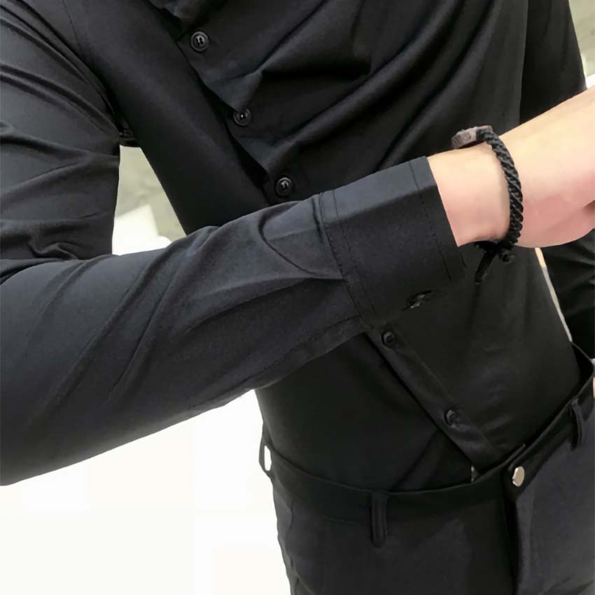 Áo sơmi nam, áo sơmi dài tay cúc chéo kiểu dáng Hàn quốc H28