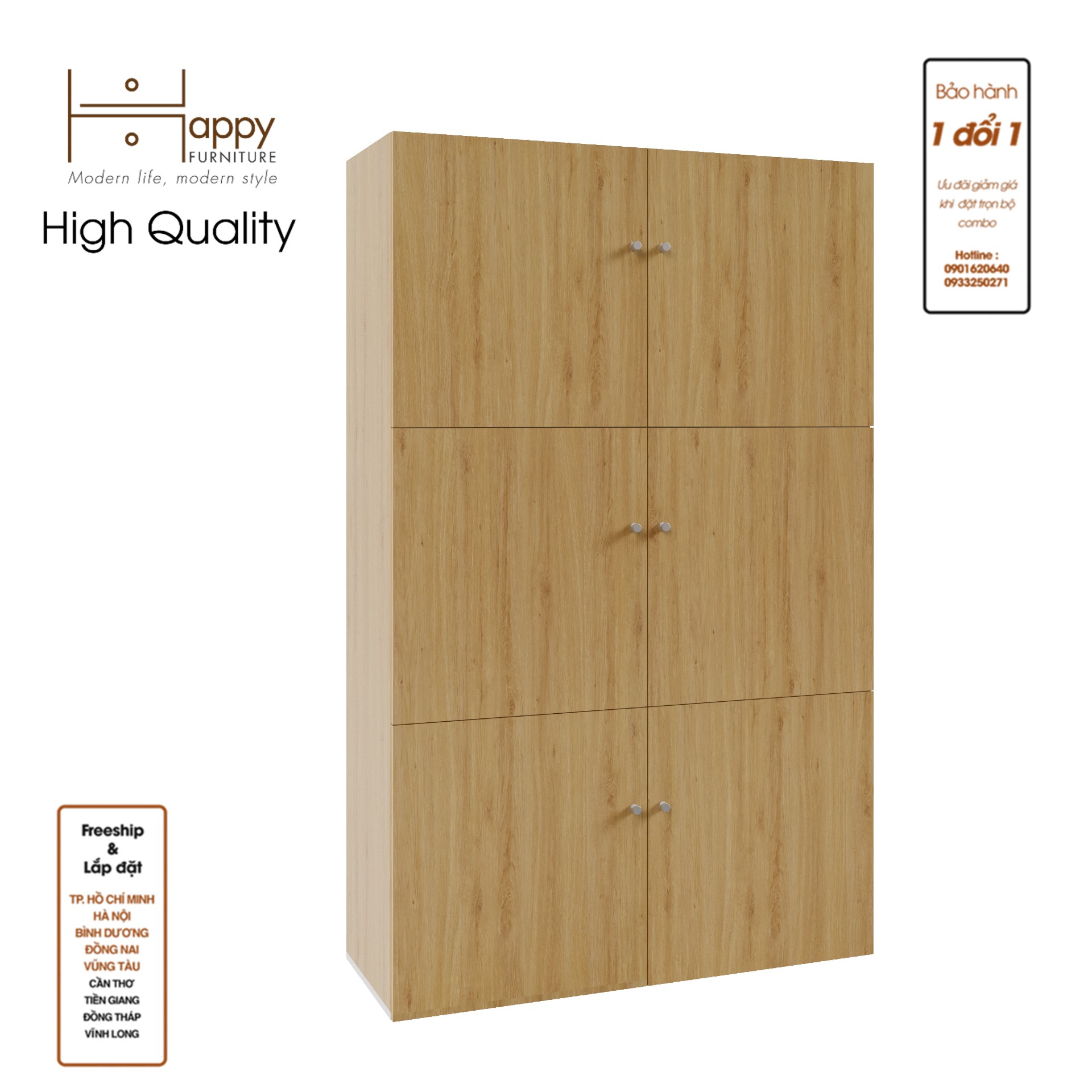 [Happy Home Furniture] SCANDINA, Tủ quần áo 6 cánh mở ,120cm x 44cm x 192cm ( DxRxC), TCM_086