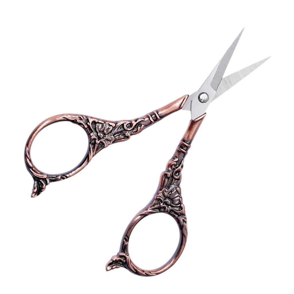 Vintage Style European Stainless Steel Tailor Scissors for Sewing Red