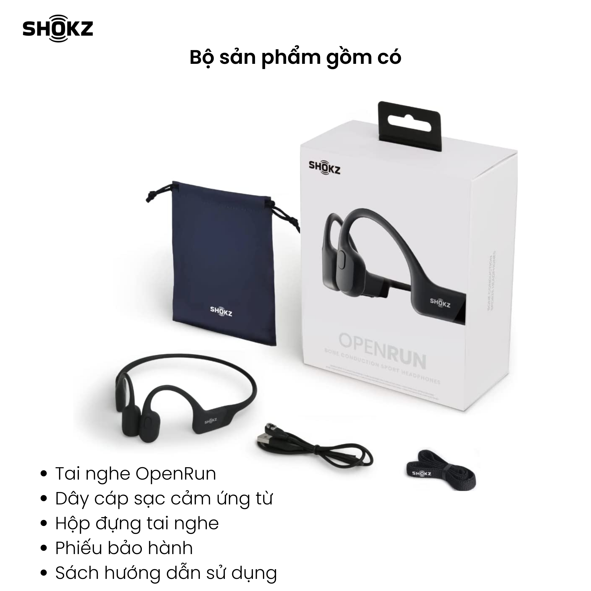 Tai Nghe Bluetooth Thể Thao Truyền Âm Thanh Qua Xương SHOKZ OPEN RUN S803 Màu Đen - Hàng chính hãng