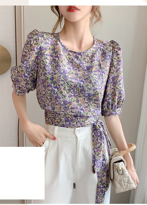 ÁO HOA CROPTOP THẮT NƠ EO XINH XẮN