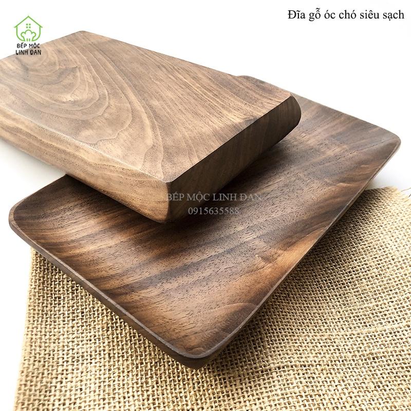 Khay Chữ Nhật Gỗ Óc Chó HAHANCO Siêu Sạch Vân Gỗ Đẹp