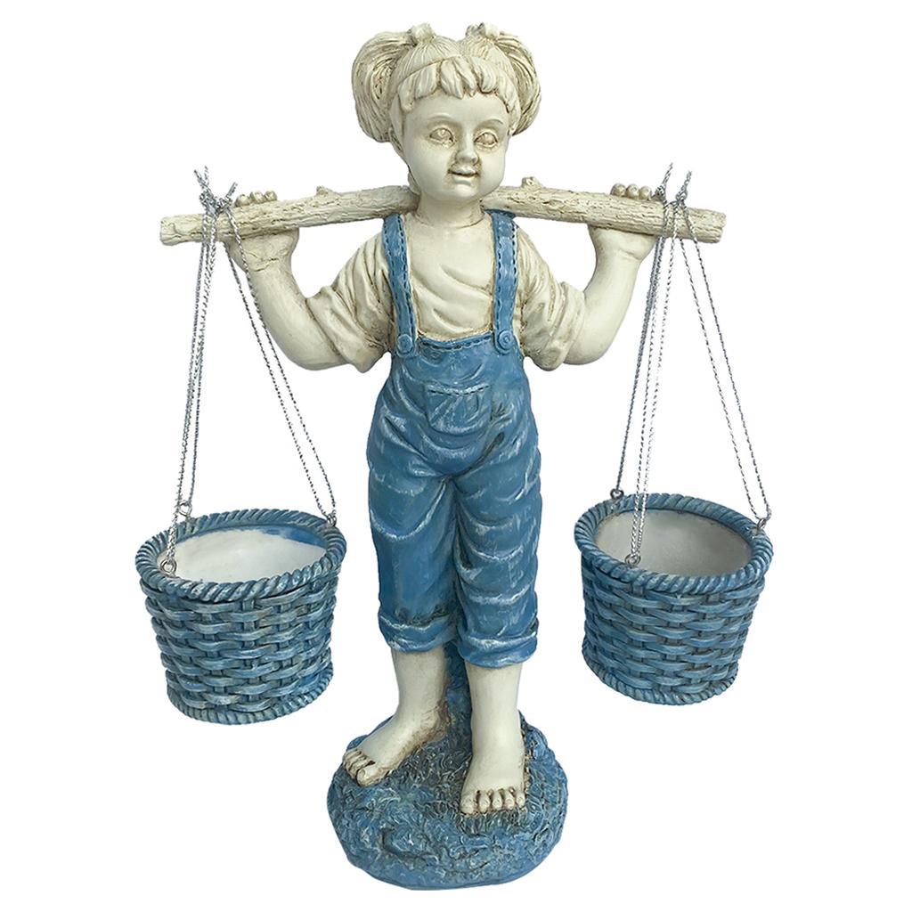 Little Statue Figurines Sculpture Lawn Planter Flower Yard Art