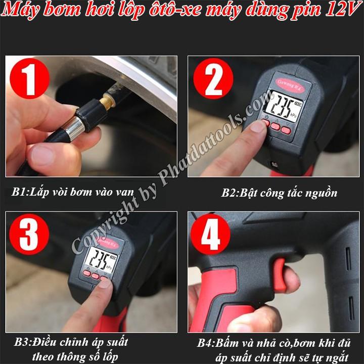 Máy bơm hơi lốp đa năng 12V-Bơm nhanh-Điều chỉnh áp suất bơm-Tự ngắt khi đủ áp