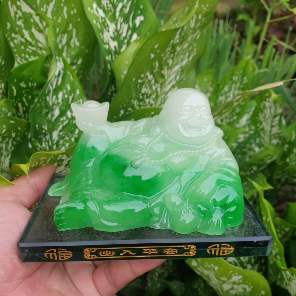 Tượng phật di lặc ngọc phong thủy có ngăn nước hoa gắn ô tô, để bàn làm việc loại đẹp, đồ chơi xe hơi