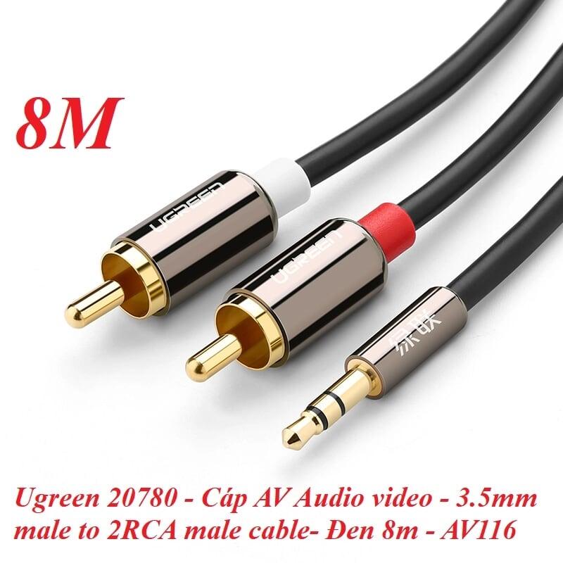 Ugreen UG20780AV116TK 8M màu Đen Cáp âm thanh 2 đầu Bông sen sang 3.5mm Dương mạ vàng - HÀNG CHÍNH HÃNG