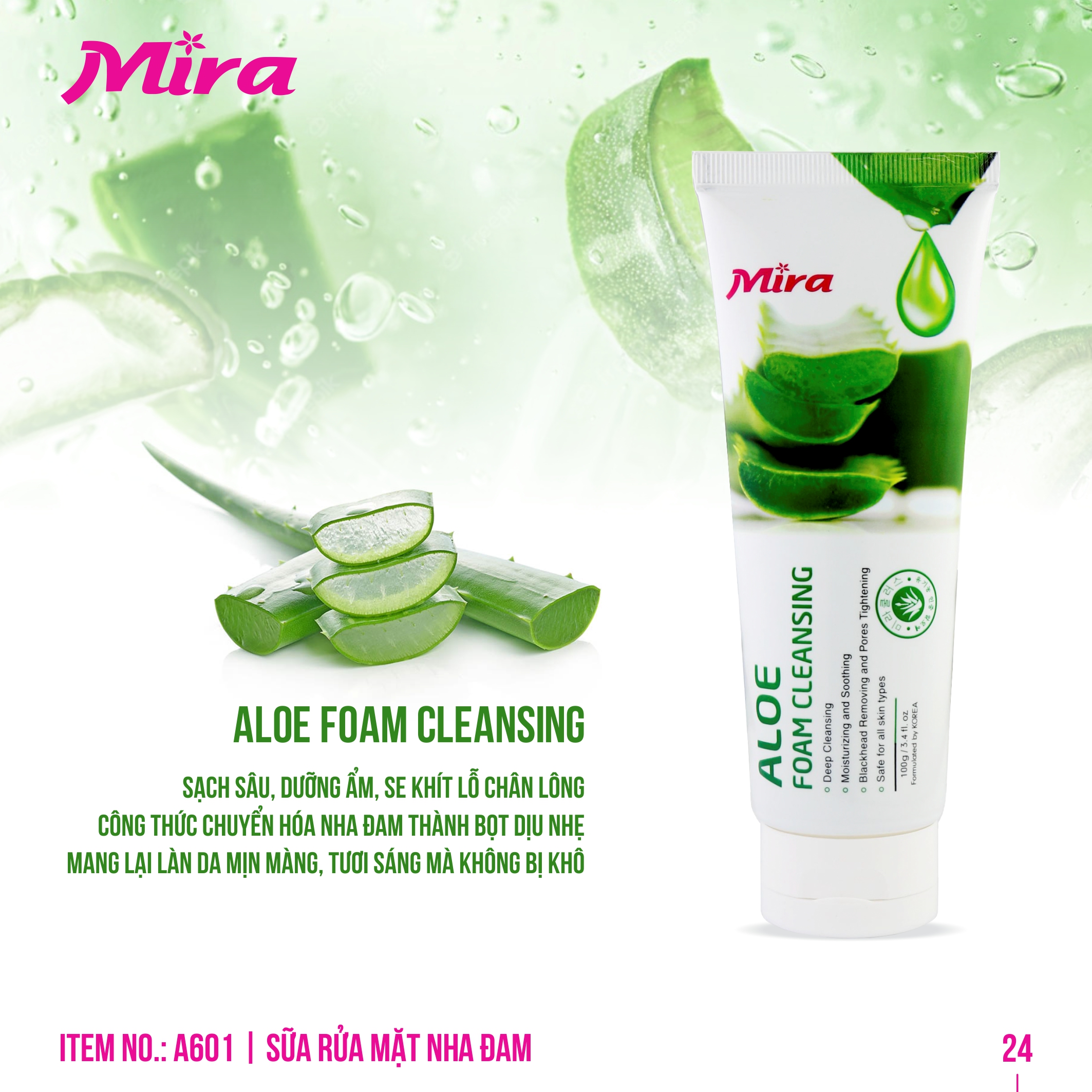 SỮA RỬA MẶT NHA ĐAM – ALOE FOAM CLEANSING 100G A601