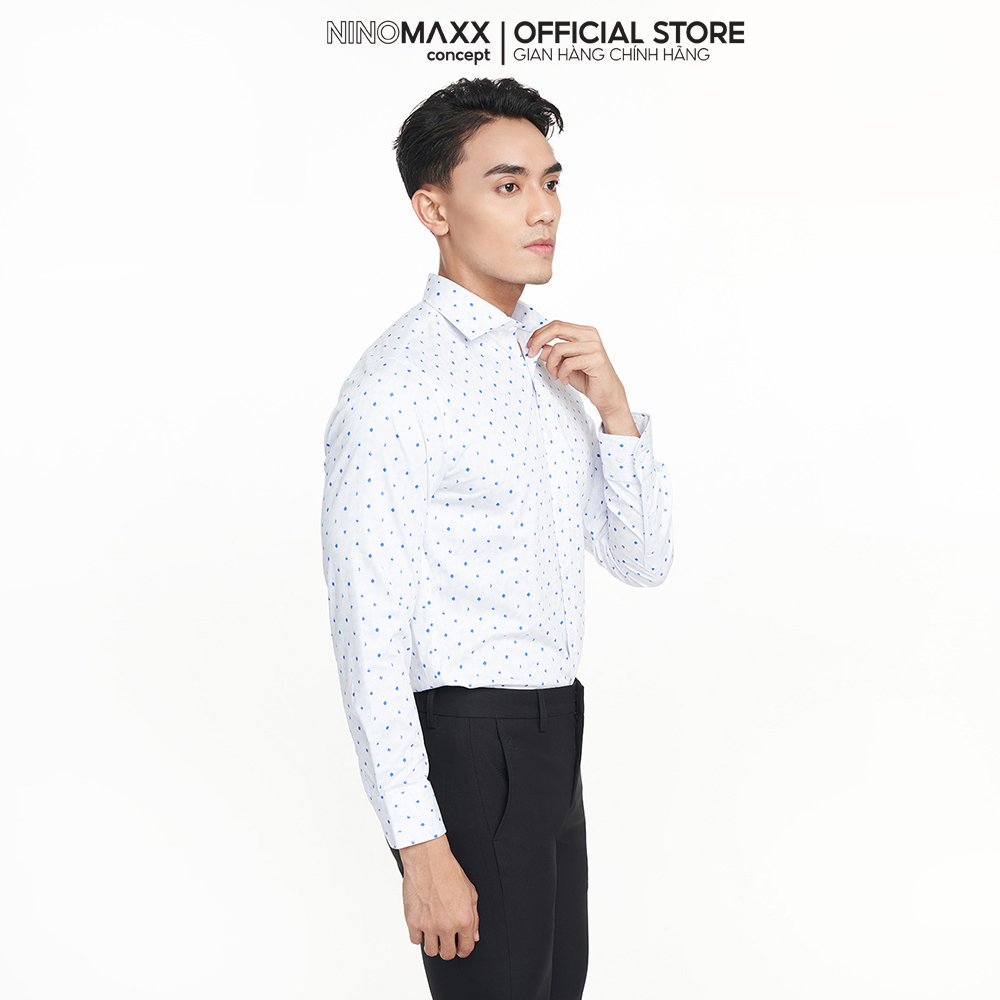 N&amp;M Áo sơ mi họa tiết nam tay dài chất vải bambo form slim fit 2208065