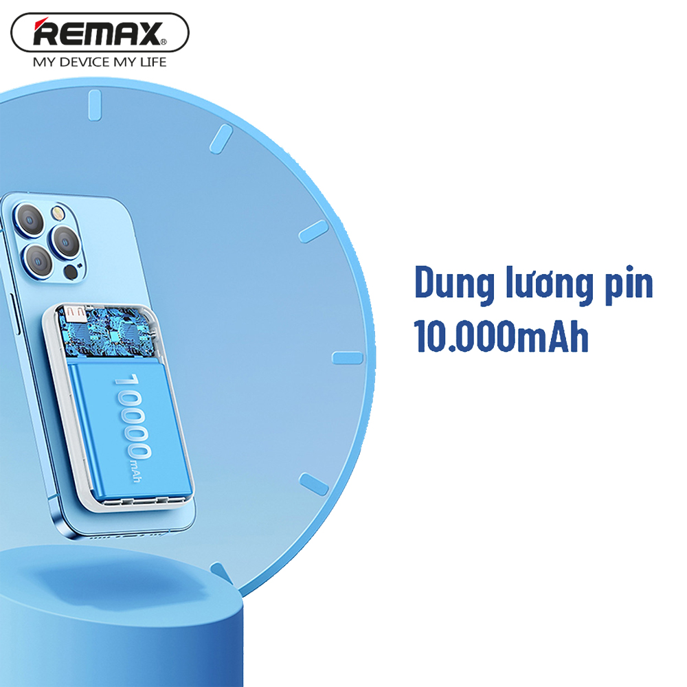 Sạc dự phòng không dây từ tính Remax RPP-85 kèm giá đỡ dung lượng 10000mAh - Hàng chính hãng