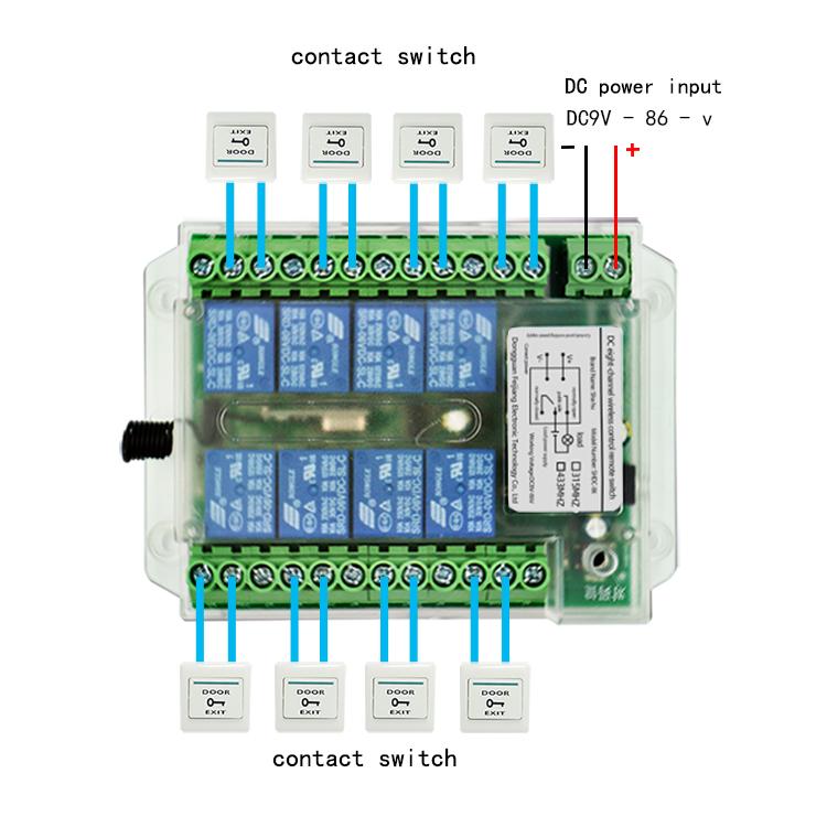 Công tắc điều khiển từ xa rf không dây 8 kênh 12v /24v/36v/220VRRemote Công tắc điều khiển động cơ từ xa không dây