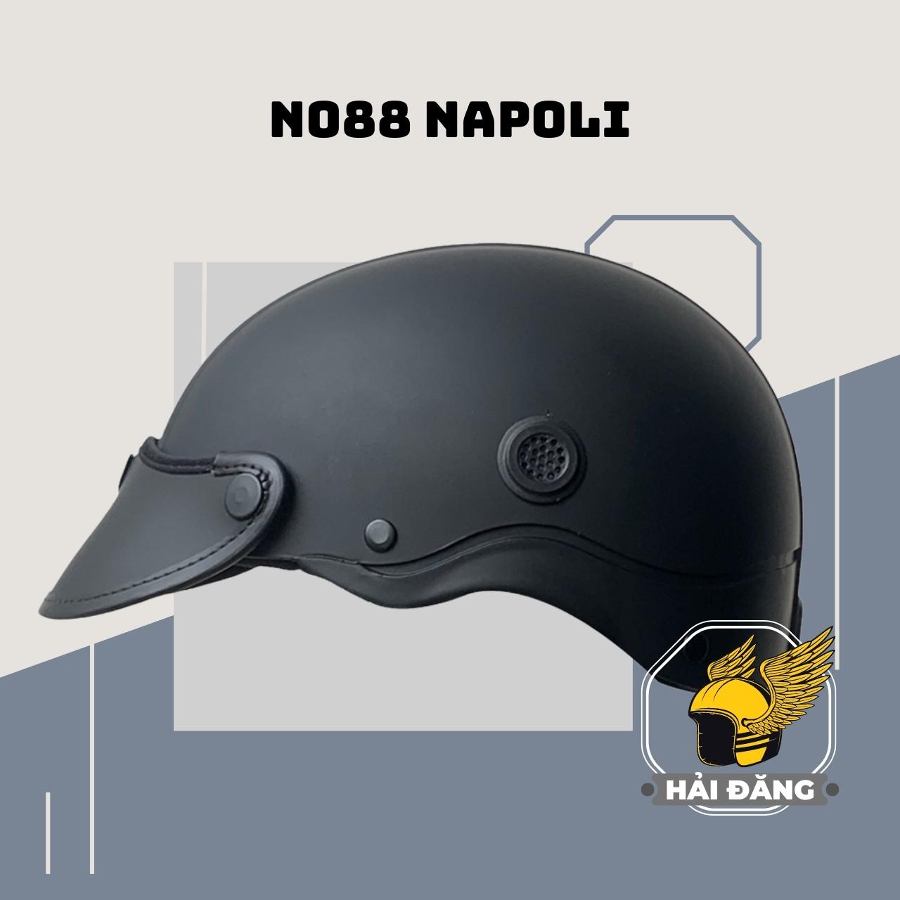 Mũ bảo hiểm 1/2 đầu Napoli N088 New vòng đầu từ 54 -57cm chất liệu nhựa ABS, xốp EPS giảm xung chấn cực tốt