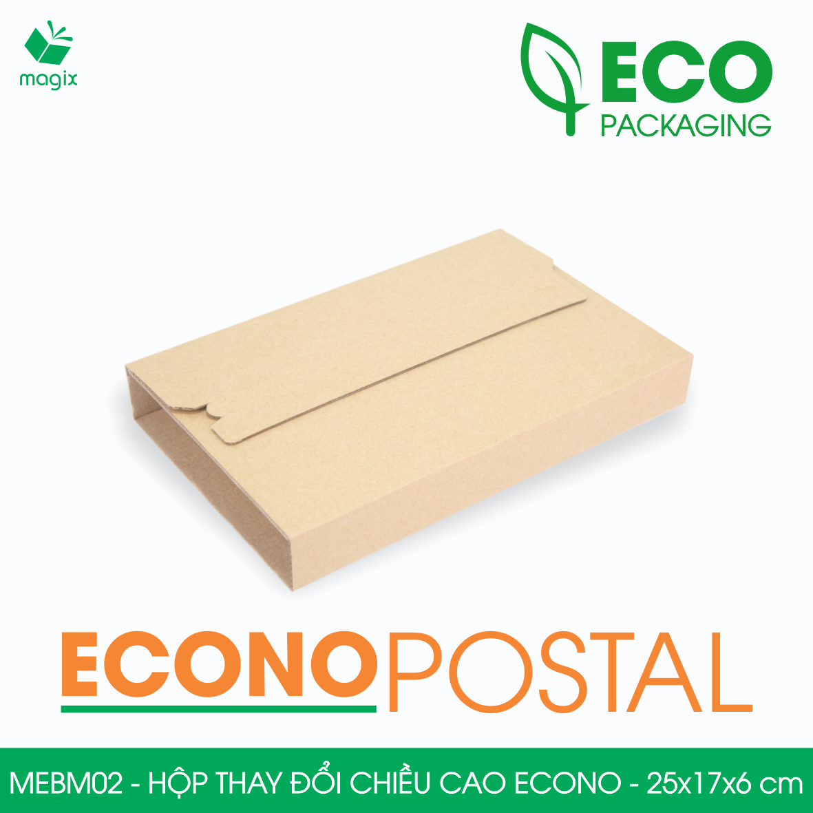 MEBM02 - 25x17x6 cm - 20 hộp carton thay đổi chiều cao siêu tiết kiệm - Hộp đóng sách, hộp gói hàng