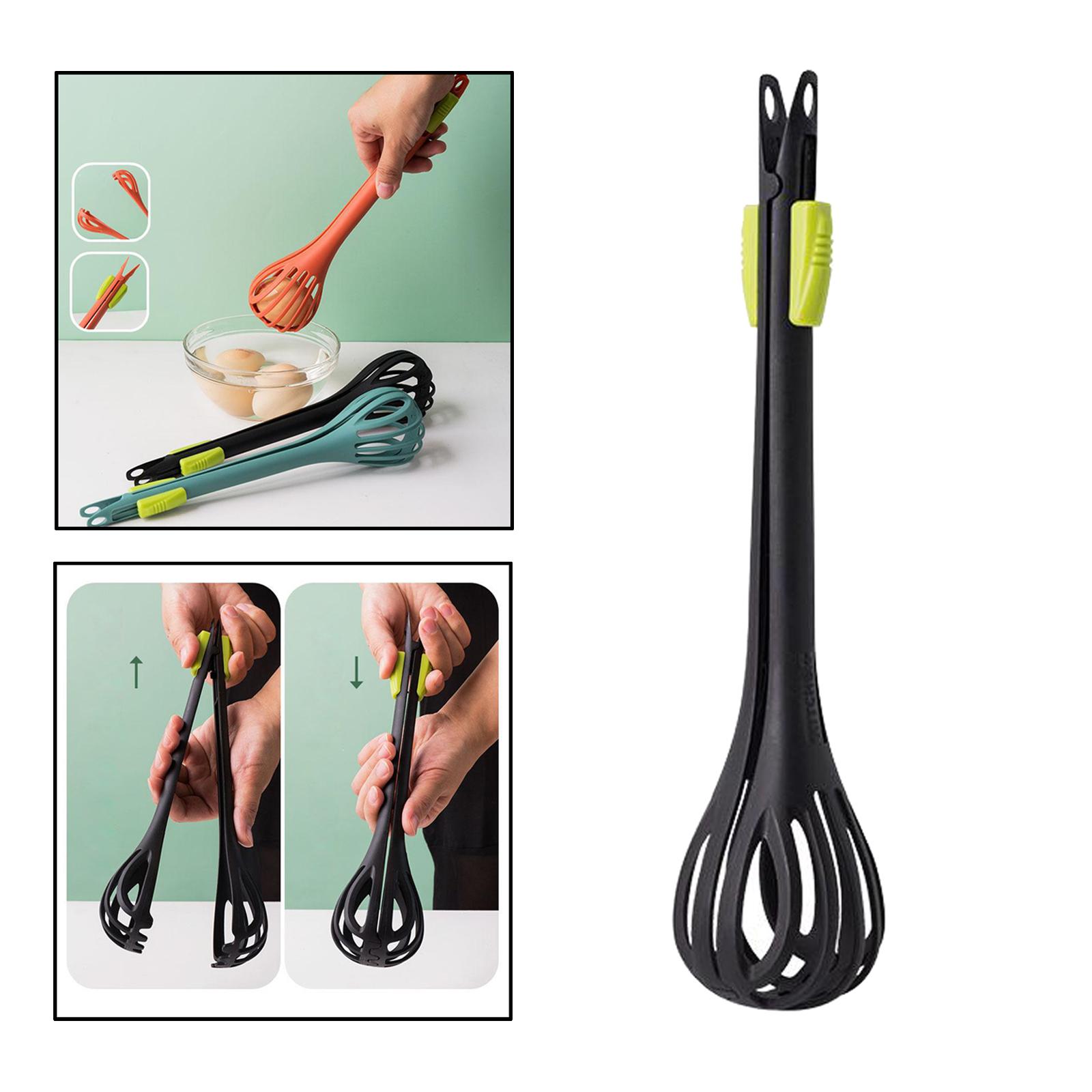 29cm Multi-functional Egg Beater, 2-in-1 Household Nylon Egg Whisk Mixer, Spaghetti Noodle Food Tongs with Hanging Holes