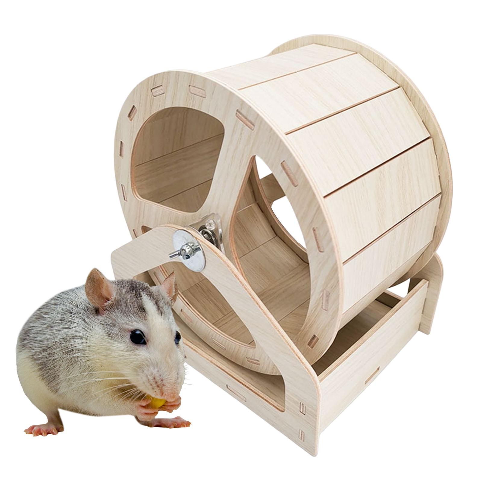 Wood Hamster Running Wheels, Small Pet Rotatory Jogging Wheel Hedgehog Chinchilla Round Rat Quiet Roller Hamster Exercise Wheel Accessories