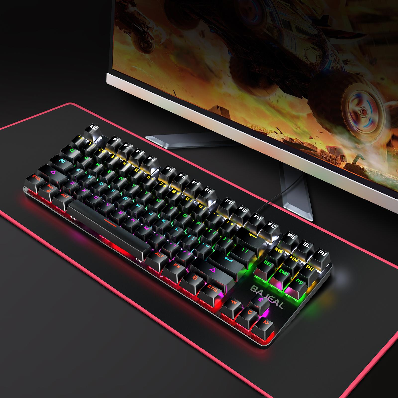 Gaming Mini Compact 87 Keys Wired Mechanical Keyboard Anti-ghosting Backlit for Computer