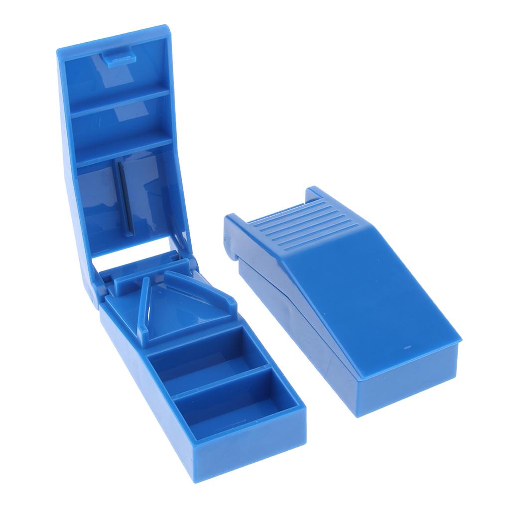 2 Miếng Di động ABS Pill Splitter Cutter Case Container Organizer