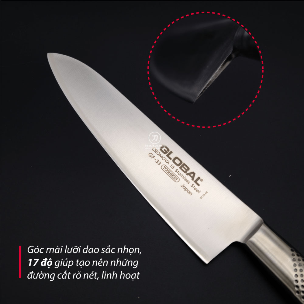 Dao bếp Nhật cao cấp Global GF33 Chef - Dao thái thịt cá - Dao bếp Nhật chính hãng