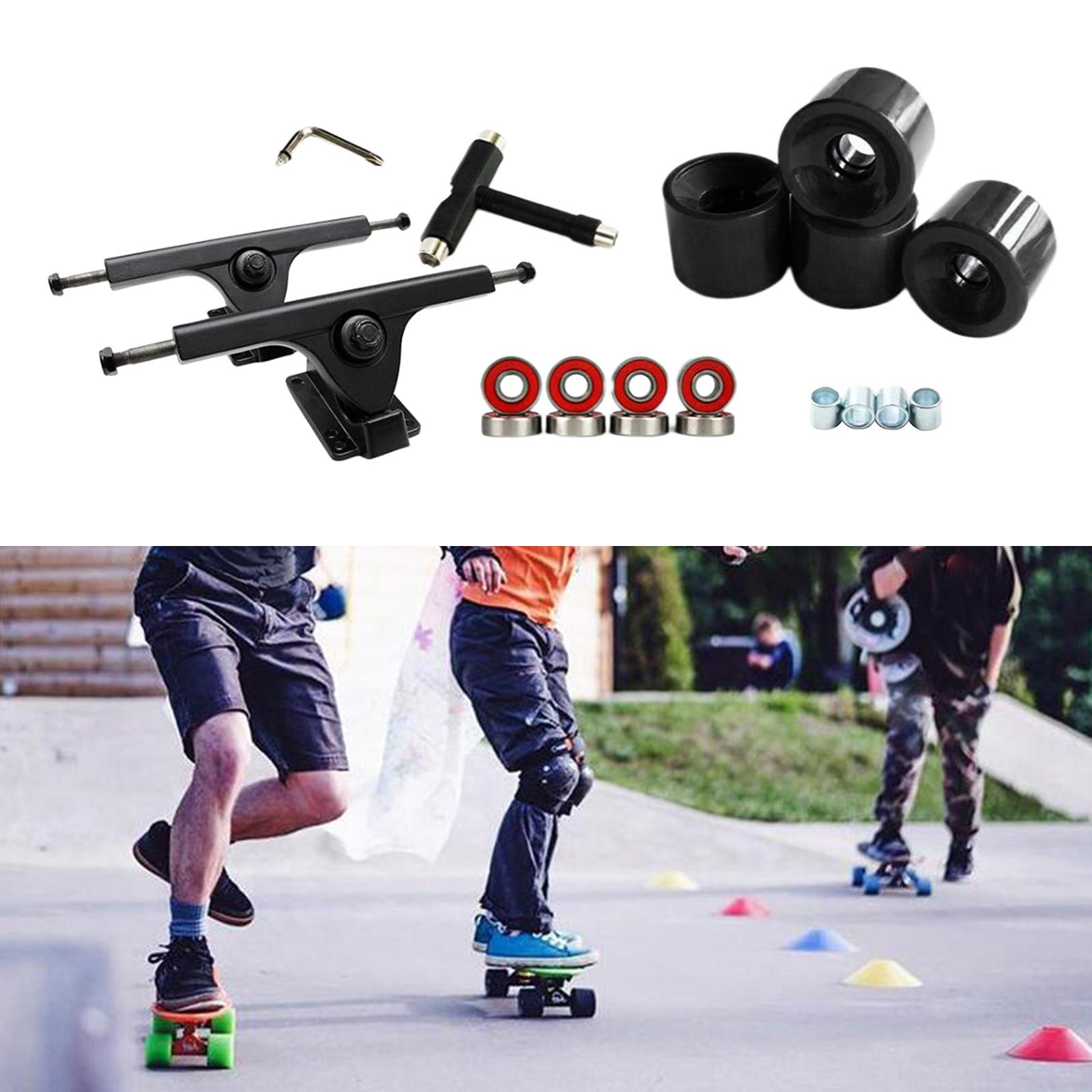 Skateboard Trucks 7'' Bearings Longboard Wheel Roller T-Tool