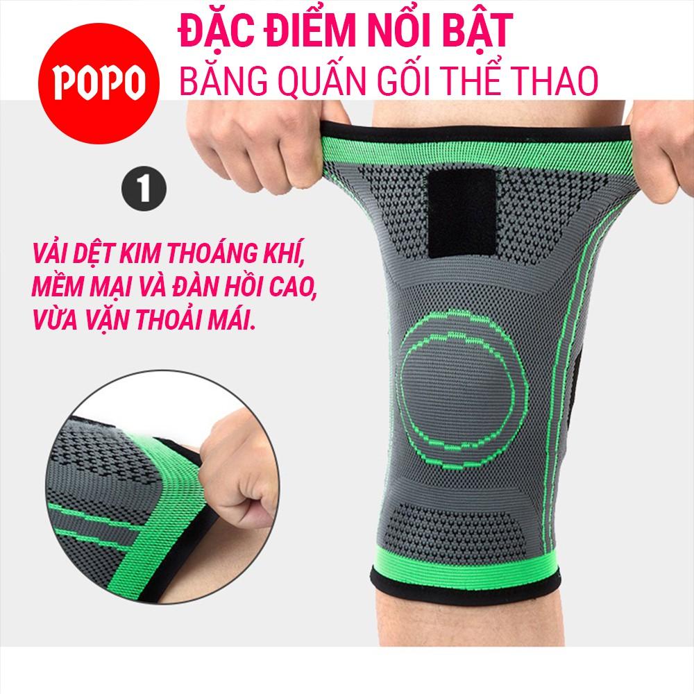 Băng quấn đầu gối tập gym, khớp gối thể thao chạy bộ tránh chấn thương siêu co giãn có dây đai cố định hiện đại POPO