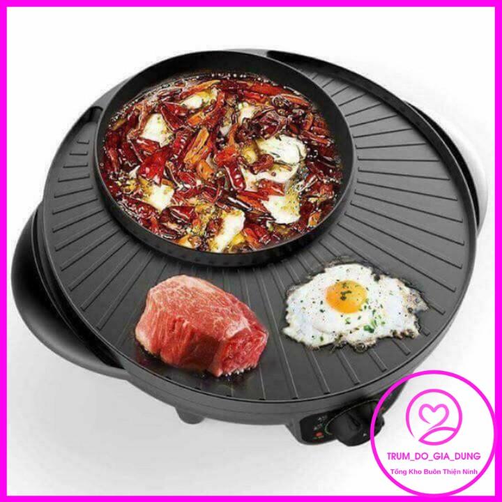 Bếp nướng lẩu 2 in 1 Mini Hàn Quốc 36cm️️ Bếp Điện Đa Năng-Nồi Đôi Mini Nướng và Lẩu 2 trong 1
