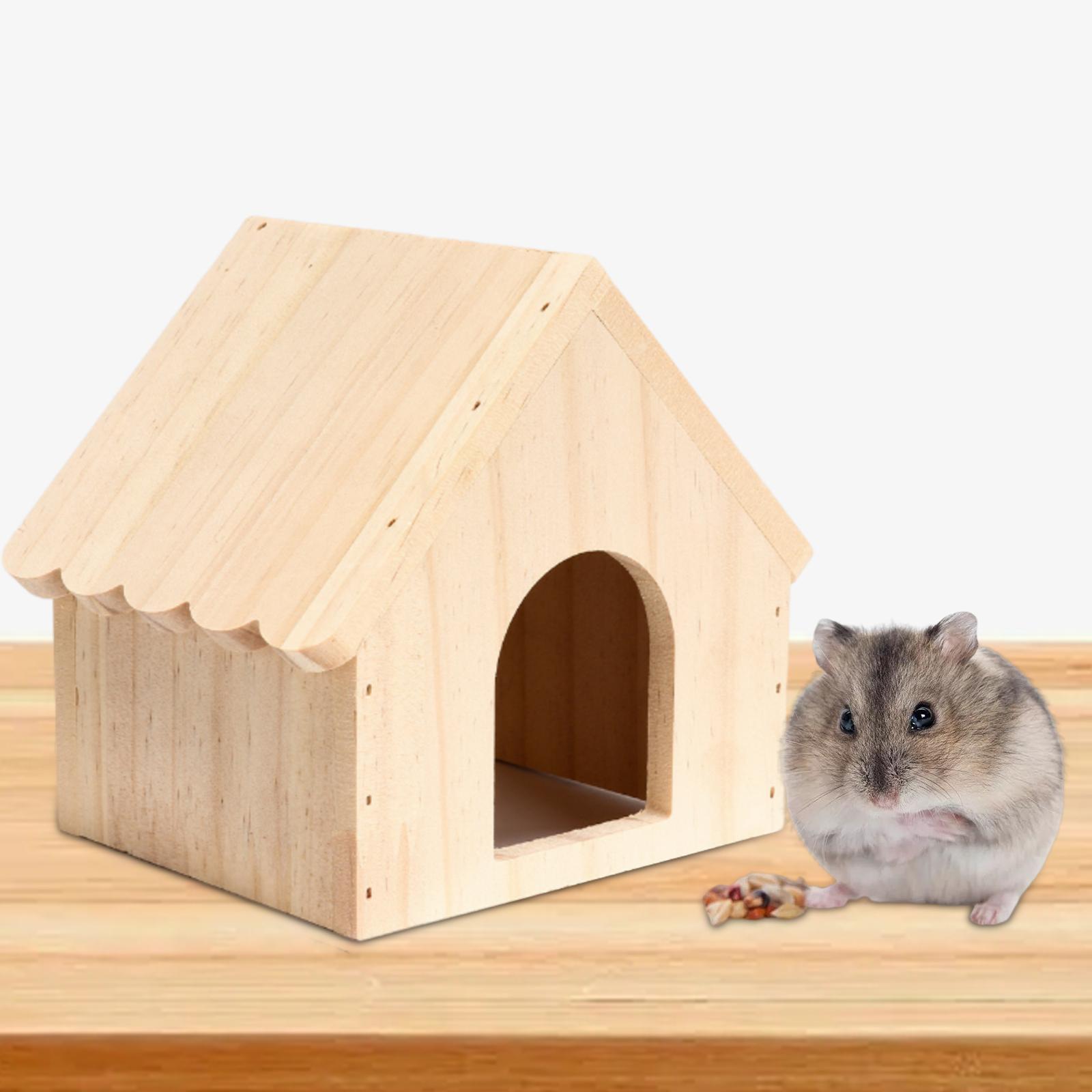 Hamster Wood House Hut Cage Accessories for Syrian Hamsters Lemmings Gerbils