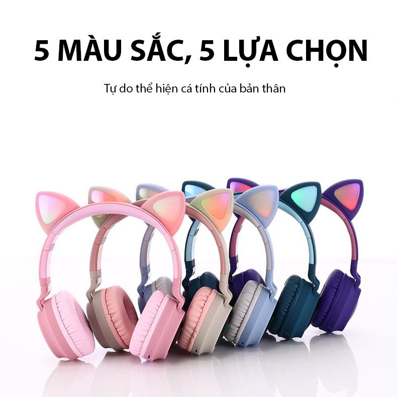 Tai Nghe Bluetooth Tai Mèo Cá Tính - BT28 Màu Sắc Đa Dạng, Thoải Mái Lựa Chọn Khoe Cá Tính 5.0