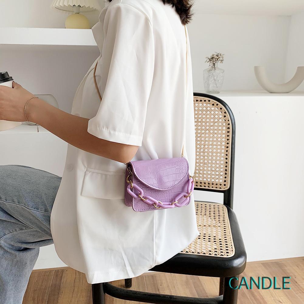 Túi xách tote da PU mini đeo chéo vai in họa tiết da cá sấu cho nữ