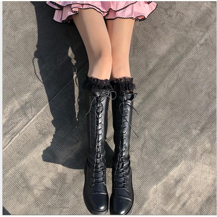 Vớ lolita Nhật Bản Lolita vớ ren nữ Hàn Quốc dài tới đầu gối VT03