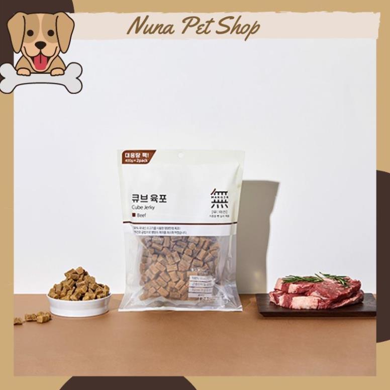 Viên thịt bò, gà và cá hồi Bowwow Cube Jerky - Snack cho chó (Gói 800g