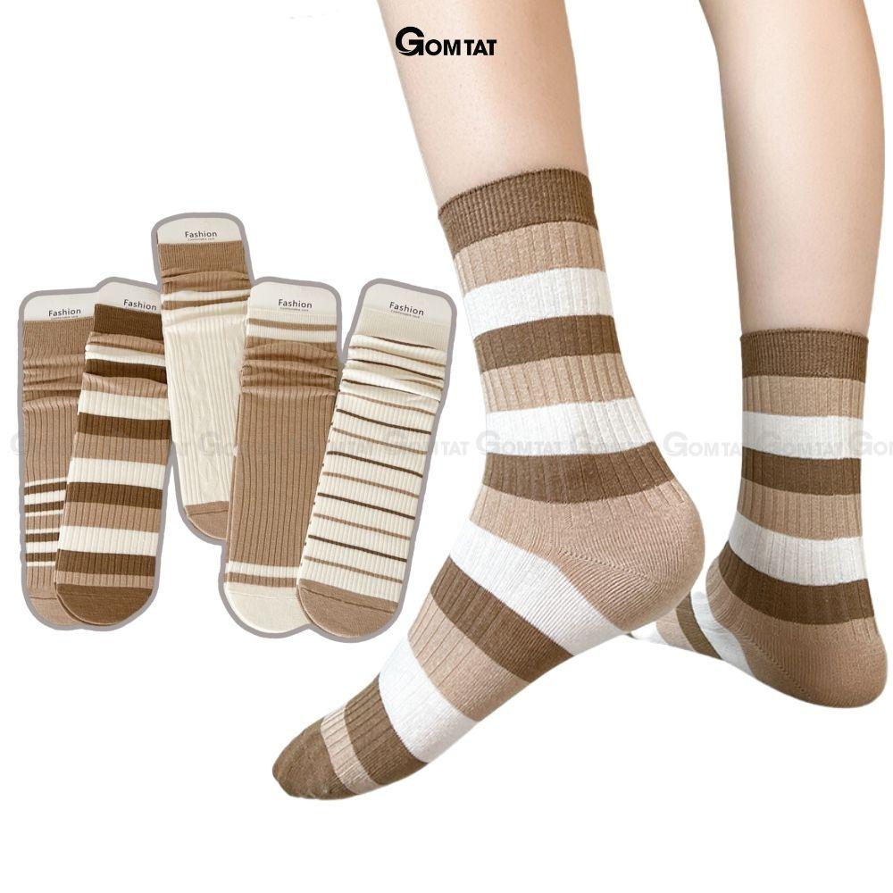 Tất nữ cổ cao phong cách trẻ trung Hàn Quốc, vớ nữ cổ cao chất liệu cotton mềm mại, thấm hút - KOGOT-PO-3020-1DOI