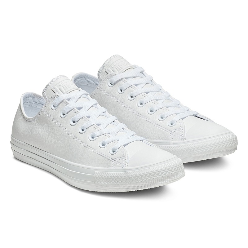 Giày Converse full trắng cổ thấp Chuck Taylor All Star Ox Leather 'White' 136823C