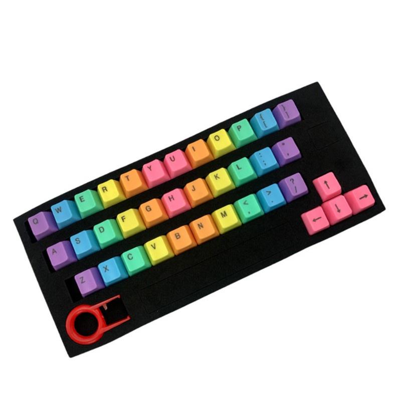 HSV 37 Keys Rainbow Gradient Keycaps ABS Backlit Keycaps Set With Key Puller for DIY