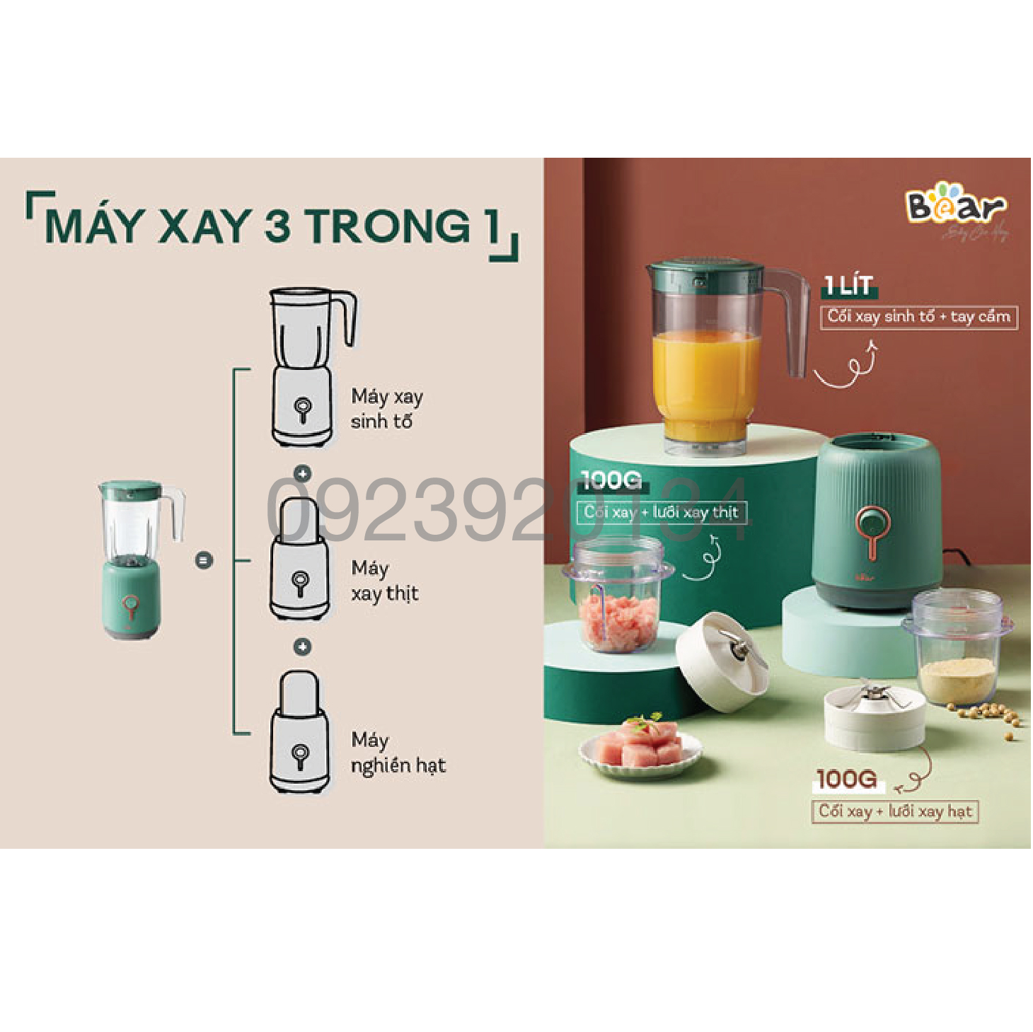 Máy xay sinh tố đa năng bear BL-B10V2 - Hàng Chính Hãng