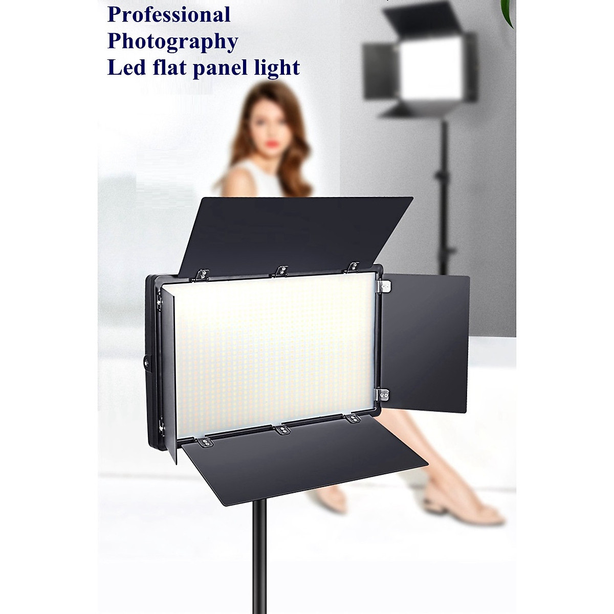 Đèn studio LED U800+ Hỗ trợ studio chụp ảnh, quay phim, livestream - Kèm chân đèn 2m1- Có sẵn 2 viên pin 