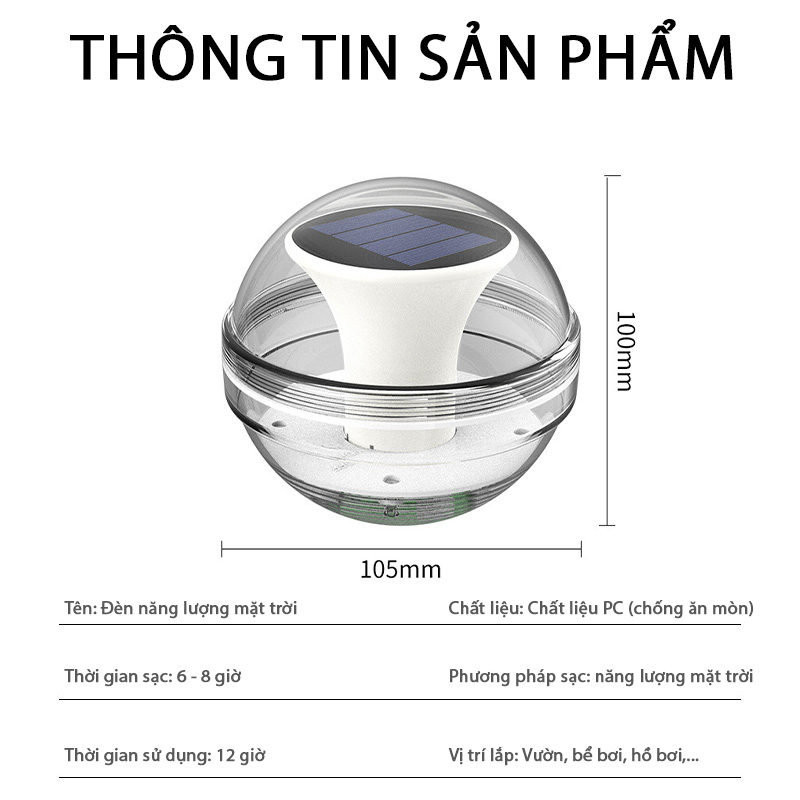 Đèn trang trí năng lượng mặt trời nổi nước, tích kiệm điện, bóng siêu sáng, chống thấm nước - DA3072