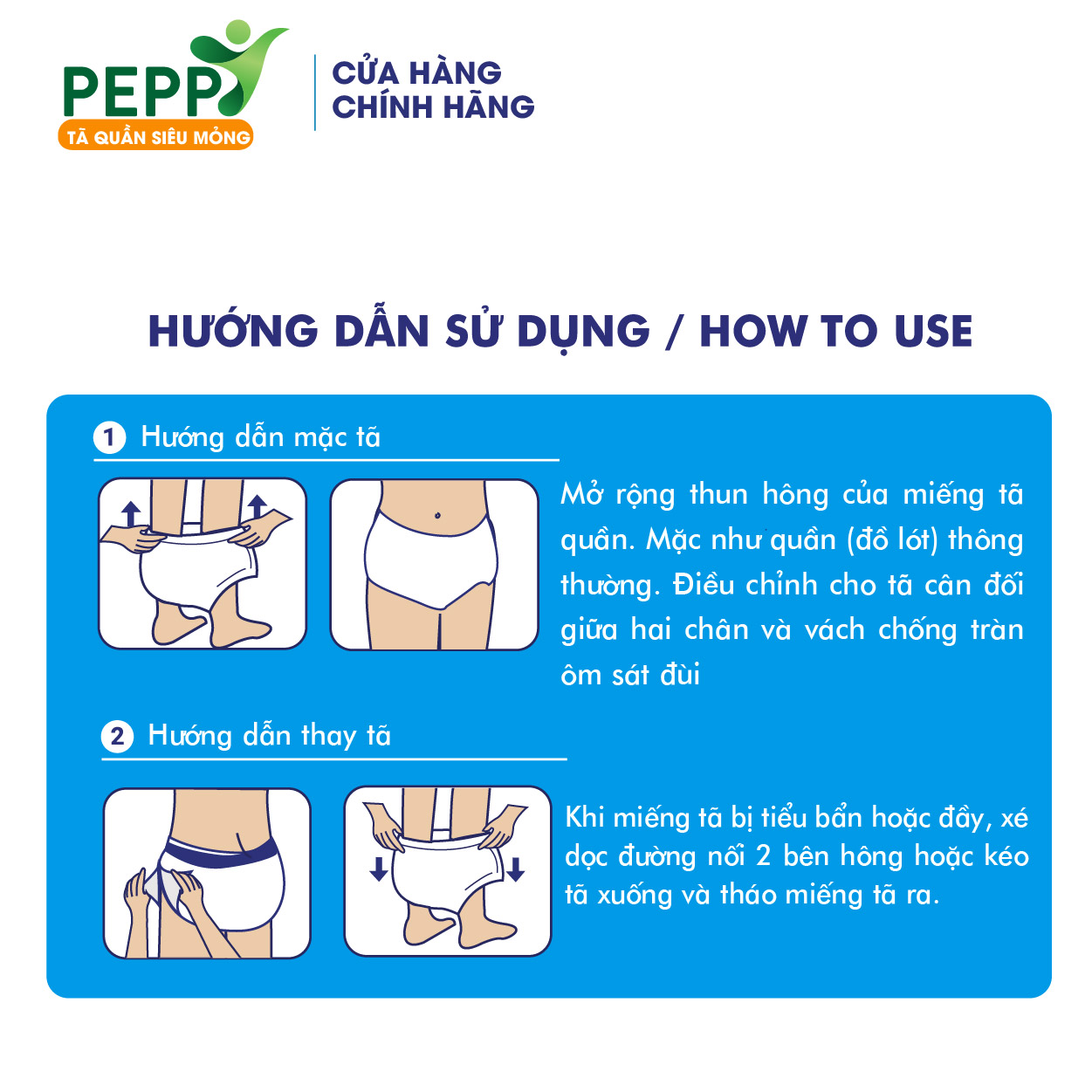 Tã Quần Người Lớn Peppy Siêu Mỏng M8/L7/XL7 miếng