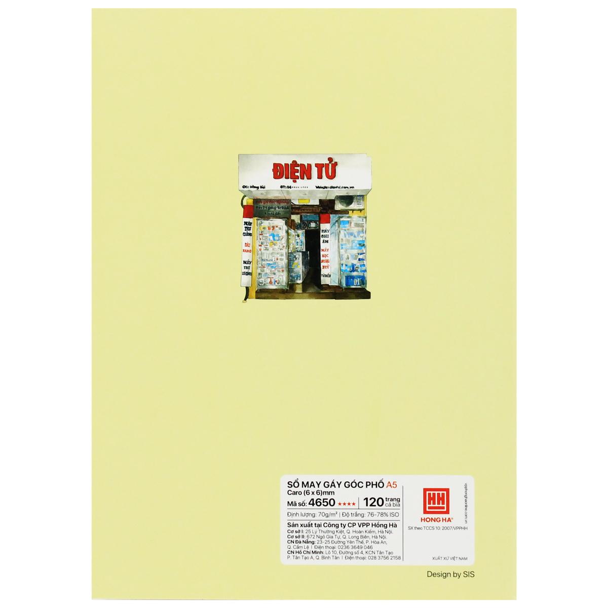 Sổ May Gáy Góc Phố A5 - Kẻ Ô Vuông - 120 Trang 70gsm - Hồng Hà 4650 (Mẫu Bìa Giao Ngẫu Nhiên)